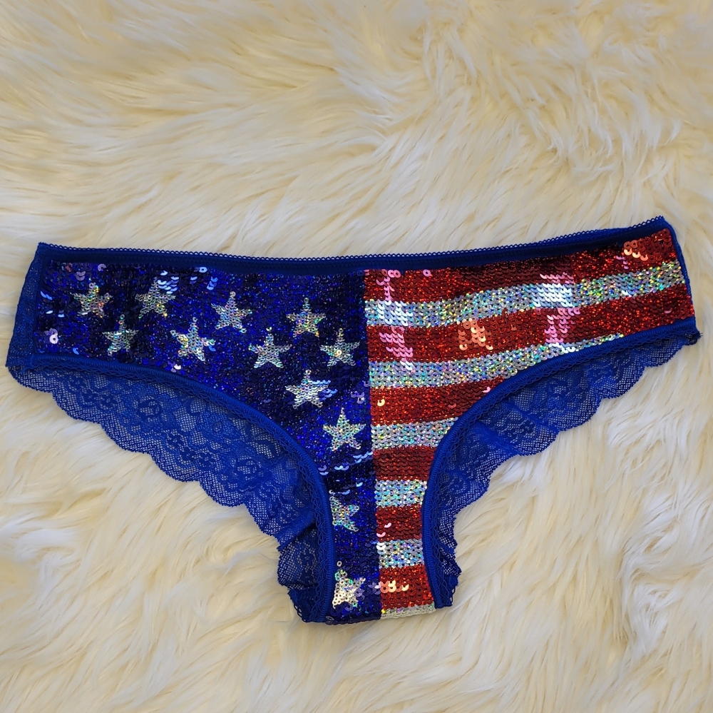 PINK Victoria Secret Sequin American Flag Panty